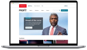 A high-fidelity UX design of a modern blog homepage for Profit Magazine.